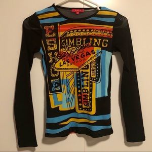 Noun Paris - Graphic Print Mesh Long Sleeve Top